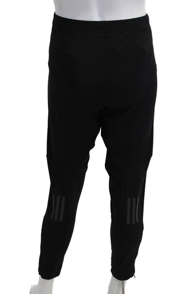Adidas Mens Ankle Jogger Pants Black Drawstring Polyester Spandex Size M