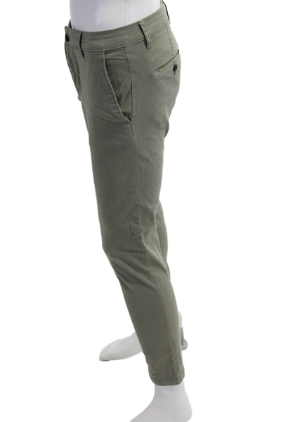 Zara Mens Army Green Chinos 98% Cotton Button Fly Size 30
