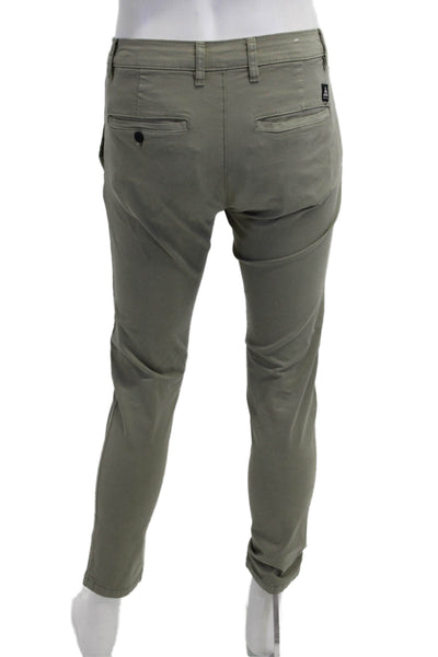 Zara Mens Army Green Chinos 98% Cotton Button Fly Size 30