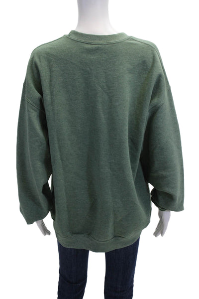 Gildan Unisex Pullover Sweatshirt Green Crew Neck Long Sleeve Size S