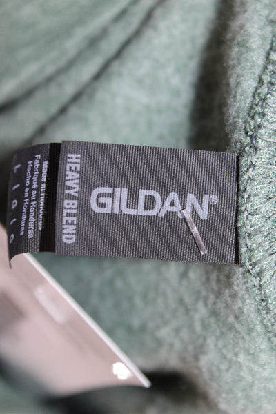 Gildan Unisex Pullover Sweatshirt Green Crew Neck Long Sleeve Size S