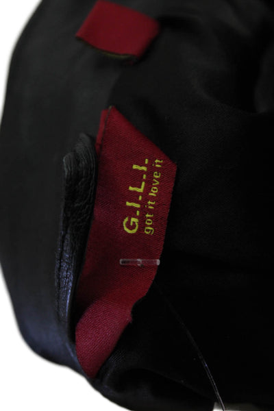 G.I.L.I Womens Genuine Leather Military Motorcycle Jacket Black Buckle Size 2