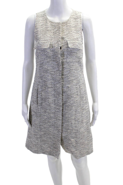 Adam Women Shift Dress Gray Sleeveless Mid-Calf Crew Neck Size 4