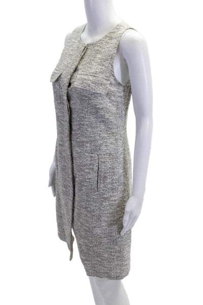 Adam Women Shift Dress Gray Sleeveless Mid-Calf Crew Neck Size 4