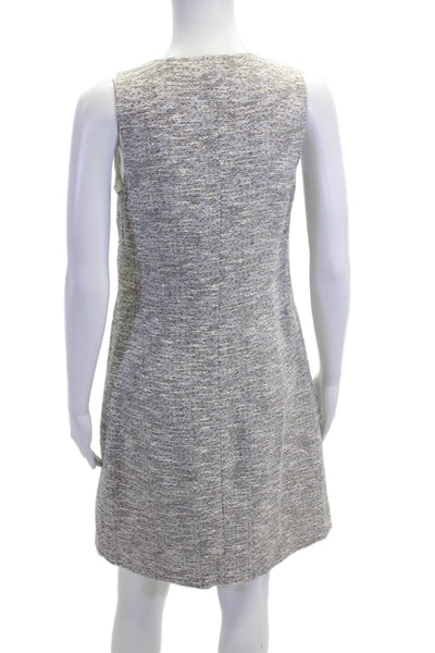 Adam Women Shift Dress Gray Sleeveless Mid-Calf Crew Neck Size 4
