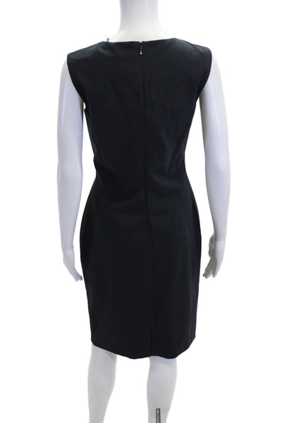 Premise Women Sheath Pencil Dress Black Short Sleeve Round Neck Tie Size 2