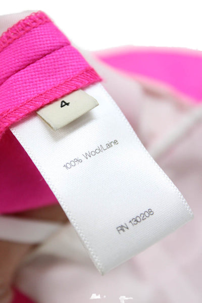 Edun Women Dress Pants Pink 100% Wool Solid Hook & Eye Inseam 32 Size 4