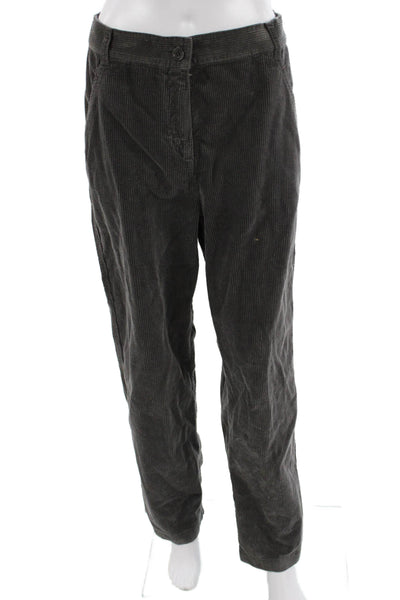 Aspesi Men Designer Striped Cotton Pants Dark Gray Button Closure Size 42