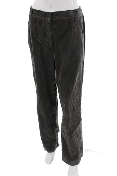 Aspesi Men Designer Striped Cotton Pants Dark Gray Button Closure Size 42