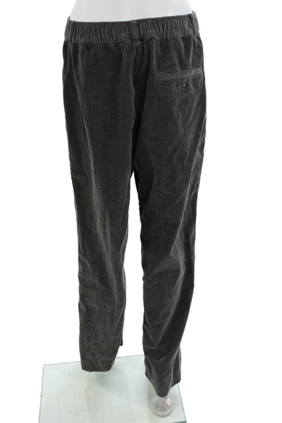 Aspesi Men Designer Striped Cotton Pants Dark Gray Button Closure Size 42