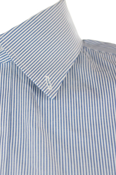 J Crew Mens Cotton Collared Striped Long Sleeve Button Down Shirt Top Blue Size