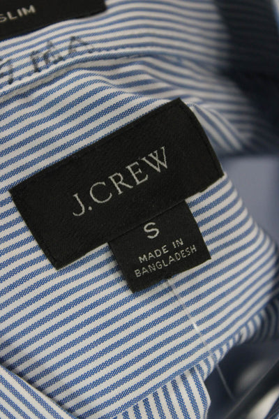 J Crew Mens Cotton Collared Striped Long Sleeve Button Down Shirt Top Blue Size