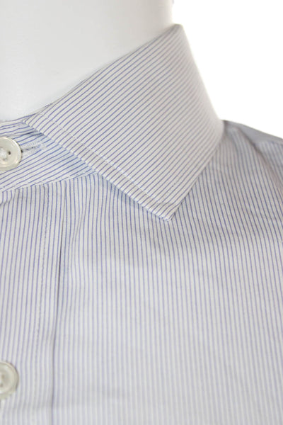 J Crew Mens Cotton Collared Striped Pocketed Button Down Shirt Blue Size S