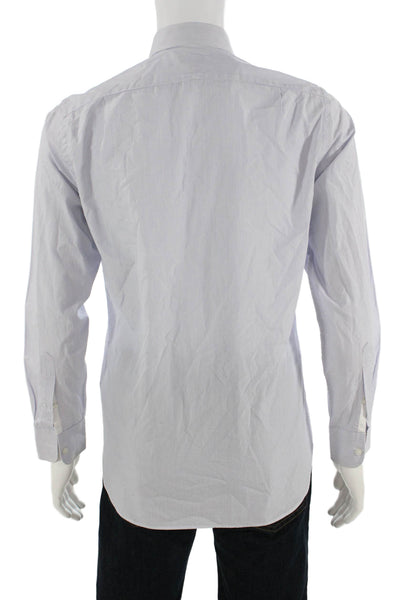 J Crew Mens Cotton Collared Striped Pocketed Button Down Shirt Blue Size S