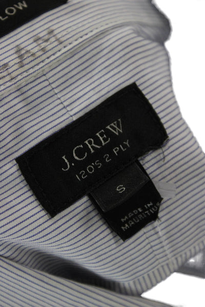 J Crew Mens Cotton Collared Striped Pocketed Button Down Shirt Blue Size S