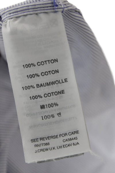 J Crew Mens Cotton Collared Striped Pocketed Button Down Shirt Blue Size S