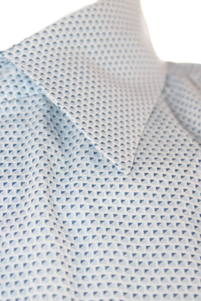 Theory Mens Cotton Geometric Print Button Down Collared Shirt Blue Size S