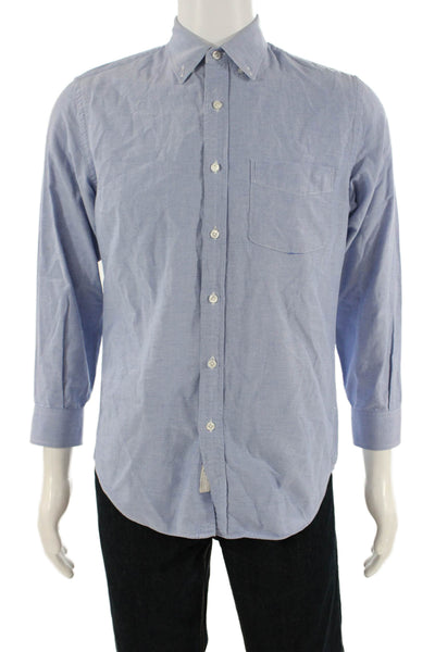 J Crew Mens Cotton Collared Button Down Pocketed Shirt Blue Size S