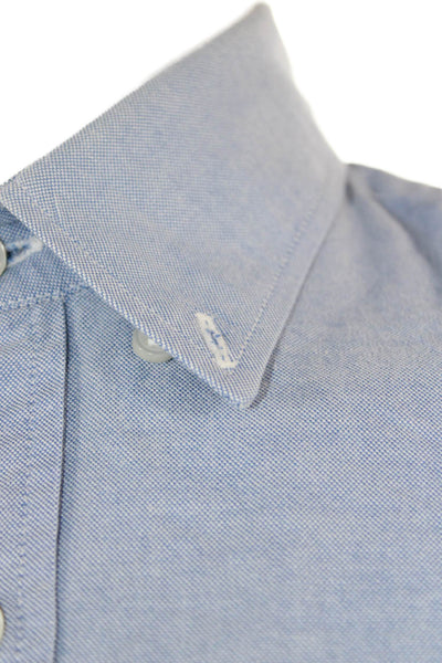 J Crew Mens Cotton Collared Button Down Pocketed Shirt Blue Size S