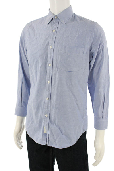 J Crew Mens Cotton Collared Button Down Pocketed Shirt Blue Size S