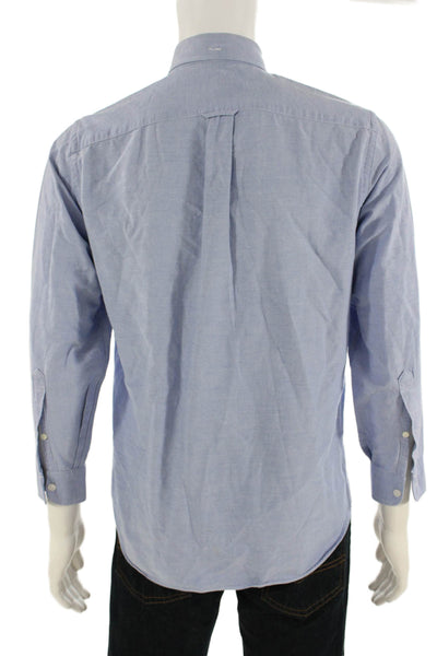 J Crew Mens Cotton Collared Button Down Pocketed Shirt Blue Size S