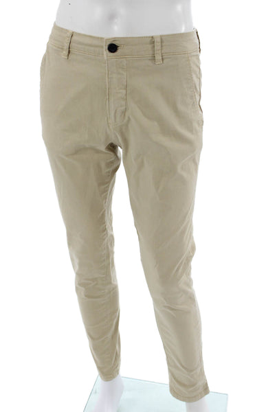 Zara Mens Chino Pants Beige Button Closure Size 30