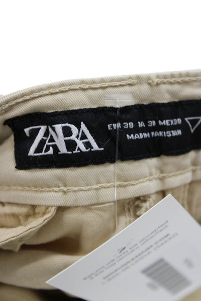 Zara Mens Chino Pants Beige Button Closure Size 30