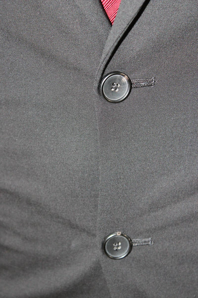 Theory Mens Suit Jacket Black Virgin Wool Collared Button Solid Size 44