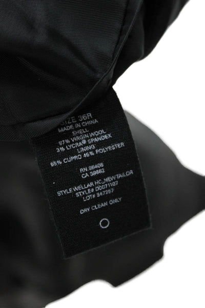 Theory Mens Suit Jacket Black Virgin Wool Collared Button Solid Size 44