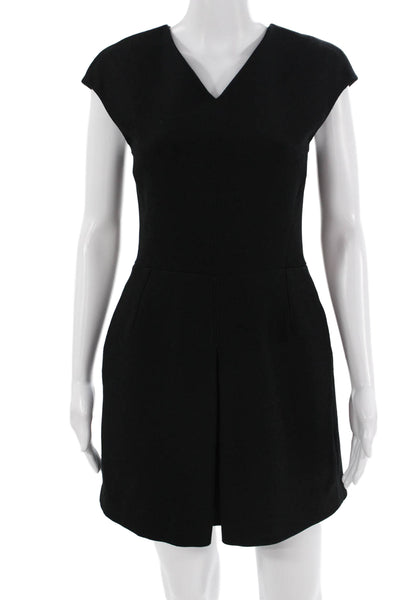 Vince Womens Sheath Mini Dress Black Short Sleeve V Neck Size 2