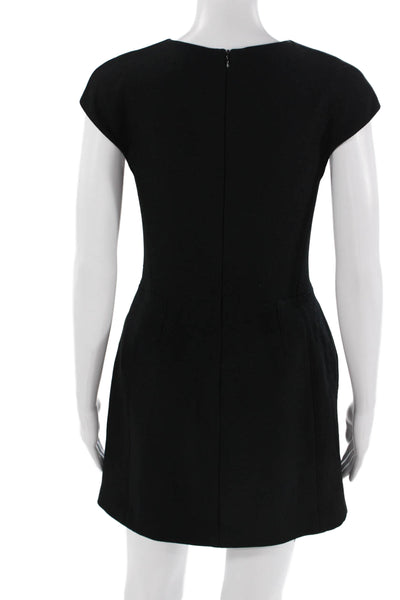 Vince Womens Sheath Mini Dress Black Short Sleeve V Neck Size 2