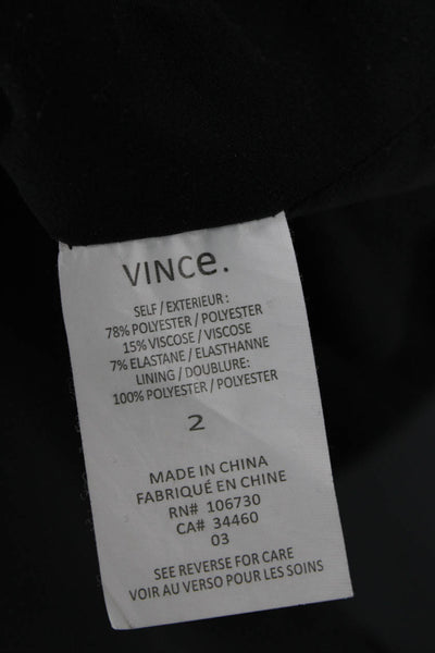Vince Womens Sheath Mini Dress Black Short Sleeve V Neck Size 2