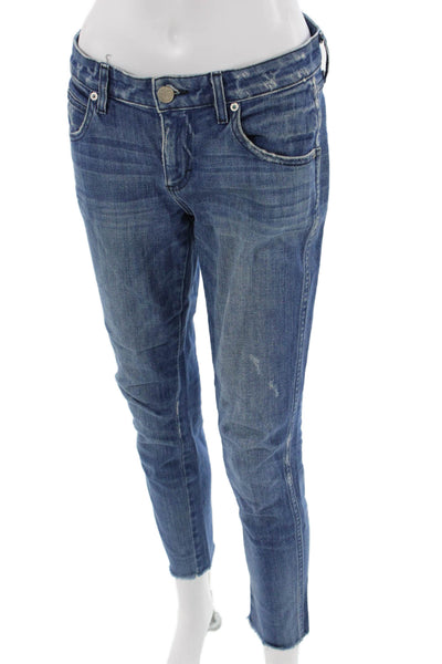 Amo Women Cropped Ankle High Waist Blue Jeans Size 26