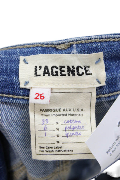 L'Agence Women Ankle Skinny Mid Rise Blue Jeans Size 26