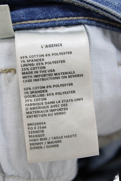 L'Agence Women Ankle Skinny Mid Rise Blue Jeans Size 26
