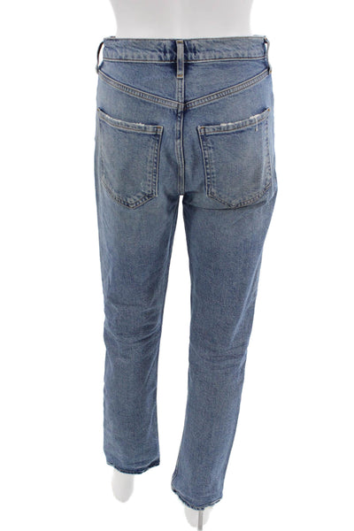 Agolde Womens Straight Jeans Blue High Waist 27in 99% Organic Cotton Size 25