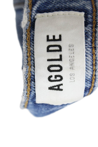 Agolde Womens Straight Jeans Blue High Waist 27in 99% Organic Cotton Size 25