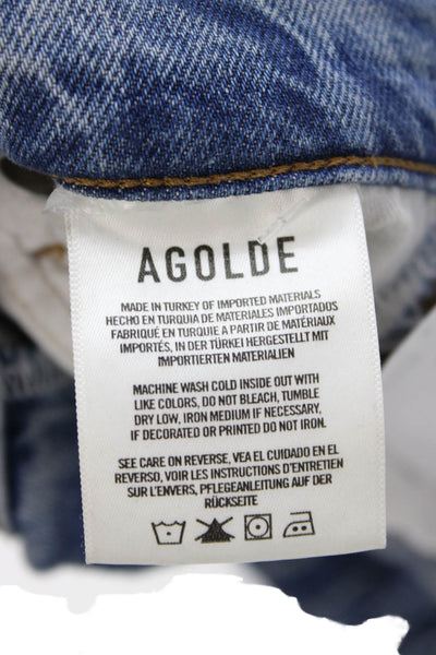 Agolde Womens Straight Jeans Blue High Waist 27in 99% Organic Cotton Size 25