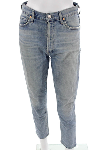 Citizens of Humanity Women Ankle Cropped Jeans Light Blue High Waist Size 26