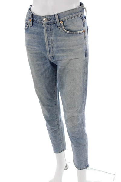 Citizens of Humanity Women Ankle Cropped Jeans Light Blue High Waist Size 26