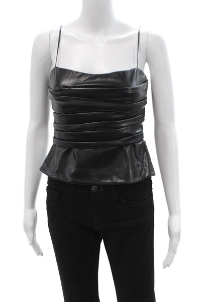 Jonathan Simkhai Women Cropped Camisole Black Square Neck Zip Size 0