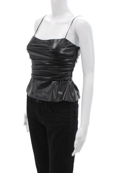 Jonathan Simkhai Women Cropped Camisole Black Square Neck Zip Size 0