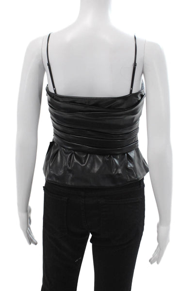 Jonathan Simkhai Women Cropped Camisole Black Square Neck Zip Size 0