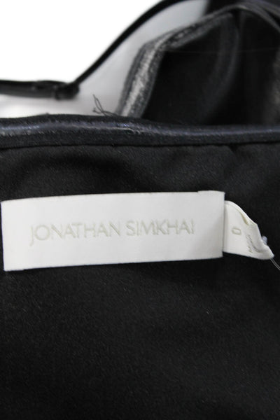 Jonathan Simkhai Women Cropped Camisole Black Square Neck Zip Size 0