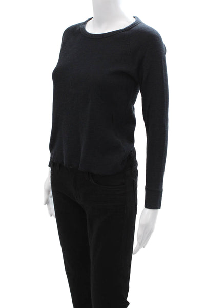 Standard James Perse Women Pullover Sweater Black Cotton Long Sleeve Size 0