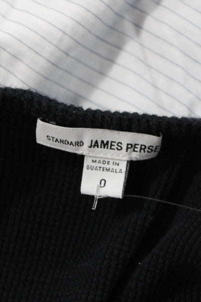 Standard James Perse Women Pullover Sweater Black Cotton Long Sleeve Size 0