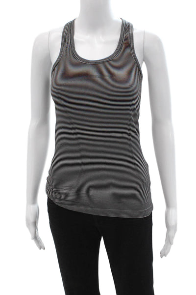 Lululemon Womens Black Striped Sleeveless Tank Basic Round Neck Size 4