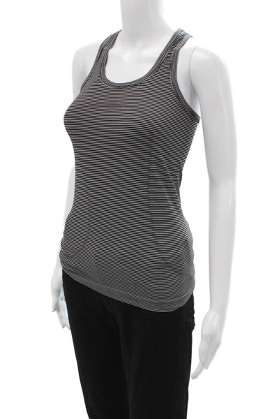 Lululemon Womens Black Striped Sleeveless Tank Basic Round Neck Size 4