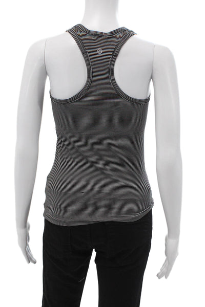 Lululemon Womens Black Striped Sleeveless Tank Basic Round Neck Size 4