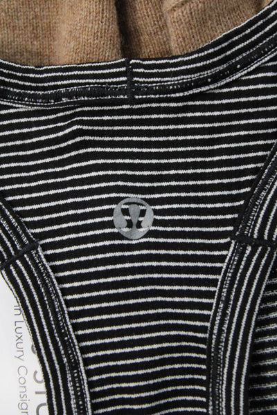 Lululemon Womens Black Striped Sleeveless Tank Basic Round Neck Size 4
